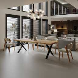 Firsby Xf Live Edge Dining Table Rustic Solid Wood Industrial Steel Legs Cotswold - thumbnail 4