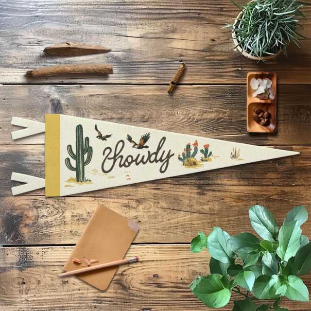 Howdy Felt Pennant - Vintage Wild West Cowboy Banner, Inspirational Kids Room Decor, Western Nursery Wall Art, Rustic Home Accent Gift - image 1