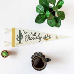 Howdy Felt Pennant - Vintage Wild West Cowboy Banner, Inspirational Kids Room Decor, Western Nursery Wall Art, Rustic Home Accent Gift - thumbnail 2