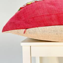 Vintage Embroidered Silk Textile Ethnic Piece Of Tradition Costume Pillow Cover - thumbnail 4