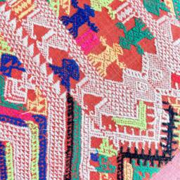 Vintage Embroidered Silk Textile Ethnic Piece Of Tradition Costume Pillow Cover - thumbnail 3