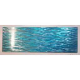 "Modern Abstract Metal Wall Art, Teal Silver, " - thumbnail 2
