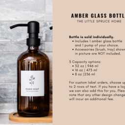 Glass Soap Dispenser Bottle, Metal Pump, Custom Label, Hand Dish Soap, Refillable, Set, Minimalist, Housewarming Gift - thumbnail 2