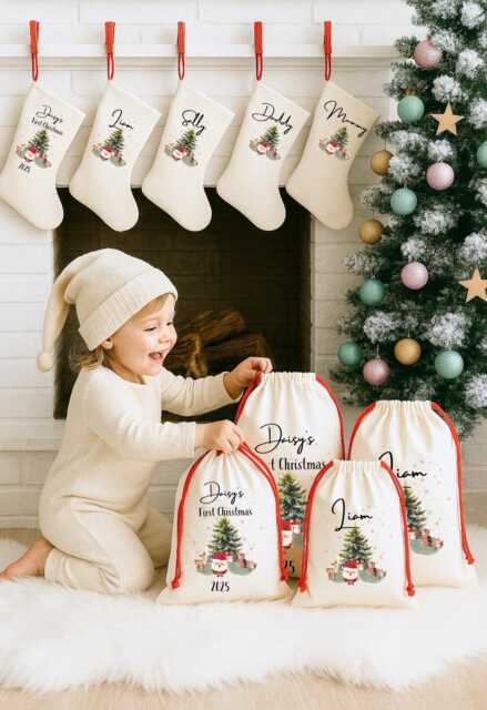 Personalised Christmas Stocking, First Gift, Family Stockings, Decorations - image 1