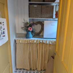 Custom Cupboard Curtain Gingham, Linen, Or Stripe Fabric - thumbnail 3