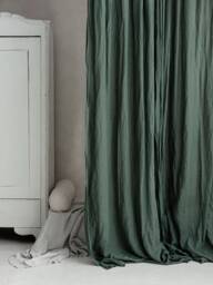 Dark Green Linen Curtains, Linen Curtain in Green, Forest Drop, Linens Greenery - thumbnail 1