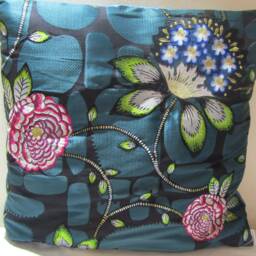 Designers Guild & Christian Lacroix Les Rosales Bleu Paon Embroidered Cushion Cover - thumbnail 3