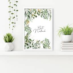 Bathroom Decor Wall Art Prints With Frames, Botanical Moss Green 3 Piece Prints, Spa Decor Framed Art, Relaxation Gift Women - thumbnail 2