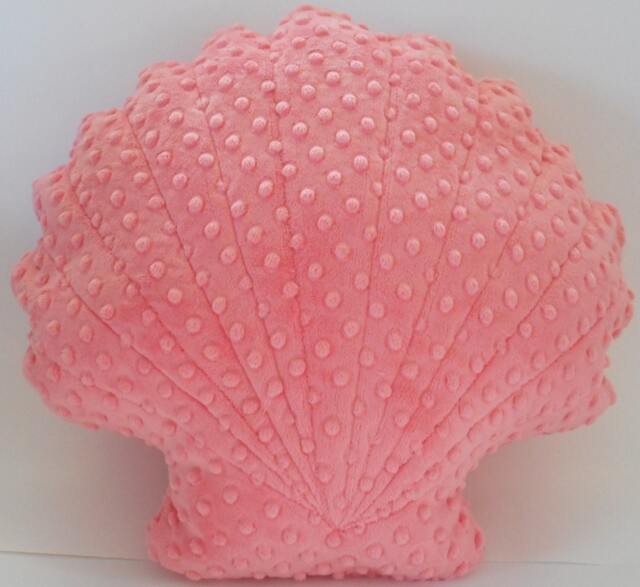 Coral Minky Scallop Shell Pillow Nautical Coastal Decor - image 1