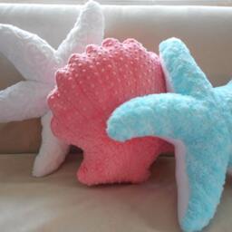 Coral Minky Scallop Shell Pillow Nautical Coastal Decor - thumbnail 3