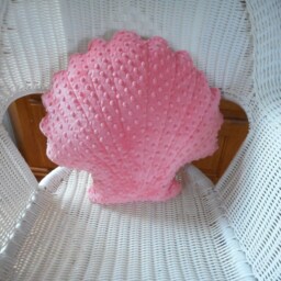 Coral Minky Scallop Shell Pillow Nautical Coastal Decor - thumbnail 2