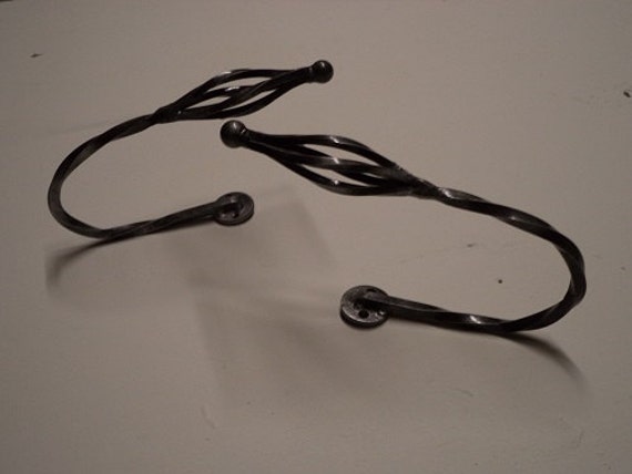 Hand Made Bespoke Distressed Silver Finish Wrought Iron Basket Curtain Tie Backs - image 1