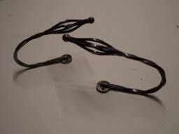 Hand Made Bespoke Distressed Silver Finish Wrought Iron Basket Curtain Tie Backs - thumbnail 1