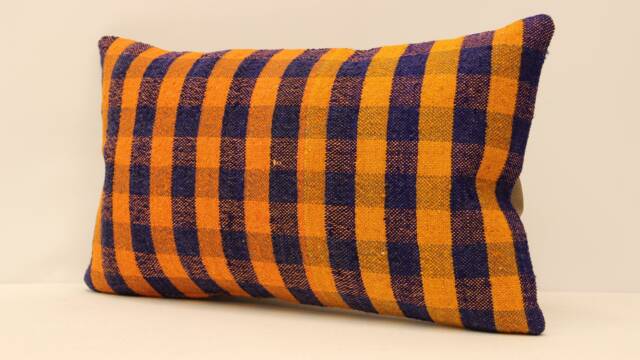 Handmade Turkish Kilim Lumbar Pillow, Wool Throw Pillow 12x20 - image 1