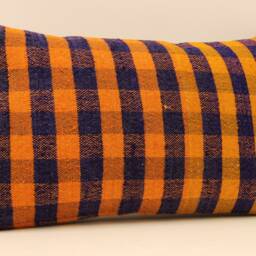 Handmade Turkish Kilim Lumbar Pillow, Wool Throw Pillow 12x20 - thumbnail 3