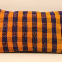 Handmade Turkish Kilim Lumbar Pillow, Wool Throw Pillow 12x20 - thumbnail 2