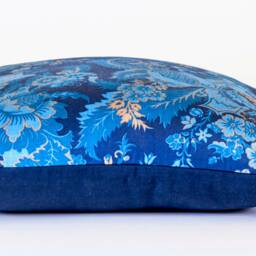 Scalamandre Blue Floral Pillow Cover, Cotton Satin & Linen - thumbnail 3