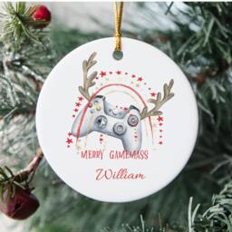 Personalised Gamer Christmas Bauble, Tree Decoration, Stocking Filler, Kids Gaming Decoration