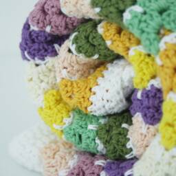 Crochet Baby Blanket Handmade Cotton Receiving Blanket, Pastel Colors - thumbnail 4