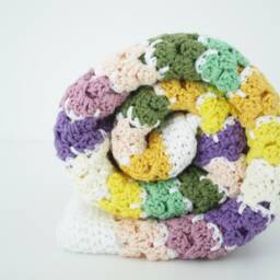 Crochet Baby Blanket Handmade Cotton Receiving Blanket, Pastel Colors