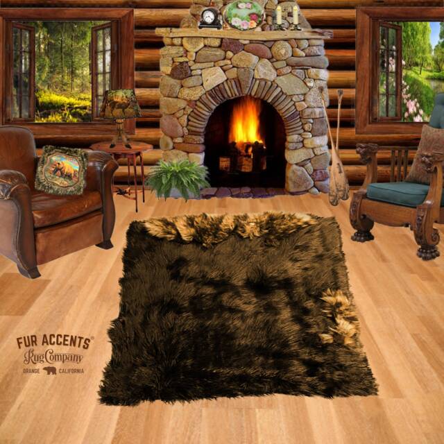Faux Fur Shag Sheepskin Throw Rug - Shaggy Soft Thick Coyote Wolf Trimmed Rectangle Carpet Accents Designer Rugs Usa - image 1
