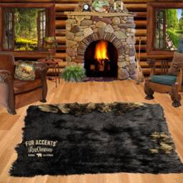 Faux Fur Shag Sheepskin Throw Rug - Shaggy Soft Thick Coyote Wolf Trimmed Rectangle Carpet Accents Designer Rugs Usa - thumbnail 3