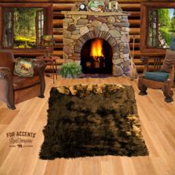 Faux Fur Shag Sheepskin Throw Rug - Shaggy Soft Thick Coyote Wolf Trimmed Rectangle Carpet Accents Designer Rugs Usa - thumbnail 1