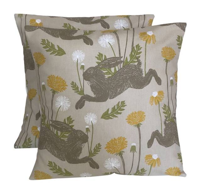 "2 X Studio G March Hares Linen Cushion Covers 16"" 18"" 20"" 22"" 24" - image 1