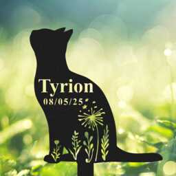 Custom Cat Memorial Stake, Metal Garden Sign, Personalized Kitty Name Flora Yard Art, Pet Loss Gift, Mom Gift - thumbnail 2