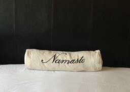 Custom Word Bolster Pillow Cover, Hand Woven Cotton, Embroidered Accent - thumbnail 1
