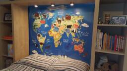 Removable Peel & Stick Wallpaper Atlas World Map Nursery Wall Mural World Map Fabric Animals Kids D??cor - thumbnail 1