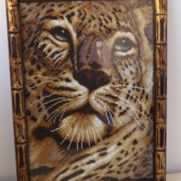 Framed Needlepoint, Rustic Wall Decor, Living Room Housewarming Gift, Anniversary Fift For Couple, Animal African Decor Farmhouse - thumbnail 2