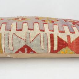 "Kilim Pillow, Wool Kilim Cousin From Anatolia, 30x60 cm, 12""x24" - thumbnail 3