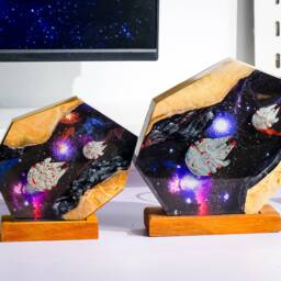 Spaceship Resin Lamp, Universe Night Light, Galaxy Diorama Epoxy Art, Home Decor, Handmade Gift - thumbnail 2