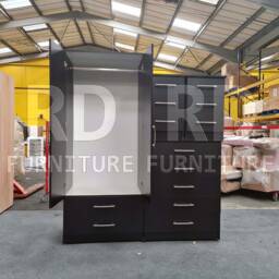 Bedroom Set, Black Set, Wardrobe, Chest Of Drawers & Bedside Table. Ready Assembled - thumbnail 2