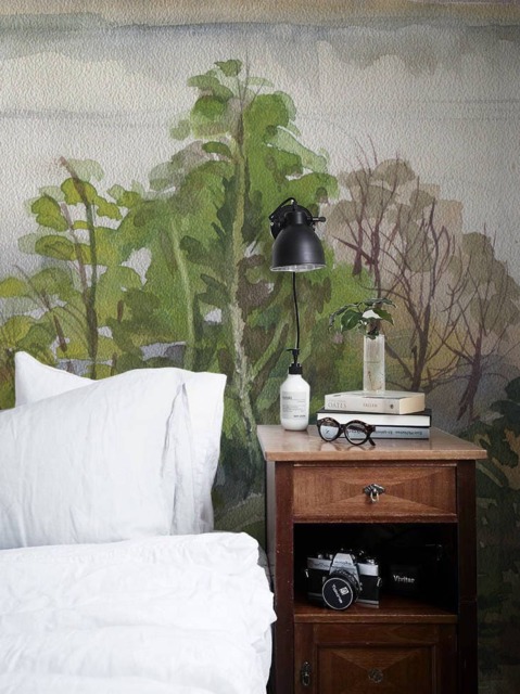Spring Landscape Watercolor Removable Wallpaper, Repositionable, Peel & Stick, Wall Covering, Mural, Reusable, Decor, Art #61 - image 1