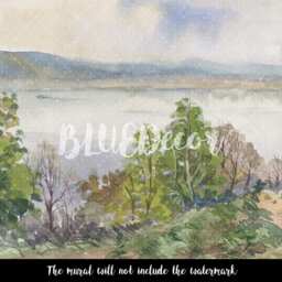 Spring Landscape Watercolor Removable Wallpaper, Repositionable, Peel & Stick, Wall Covering, Mural, Reusable, Decor, Art #61 - thumbnail 3