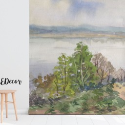 Spring Landscape Watercolor Removable Wallpaper, Repositionable, Peel & Stick, Wall Covering, Mural, Reusable, Decor, Art #61 - thumbnail 2
