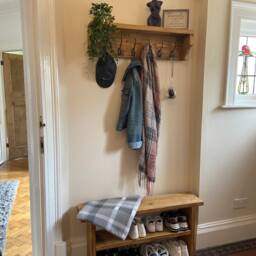 Handcrafted Reclaimed Wood Hallway Set Shoe Bench & Coat Rack - thumbnail 2