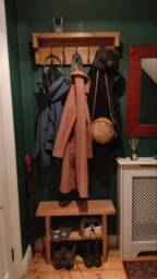 Handcrafted Reclaimed Wood Hallway Set Shoe Bench & Coat Rack - thumbnail 4
