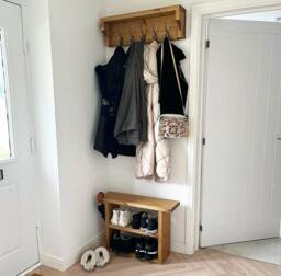 Handcrafted Reclaimed Wood Hallway Set Shoe Bench & Coat Rack