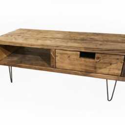 Reclaimed Pine Box Tv Stand With Drawer & Hairpin Legs - thumbnail 4