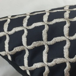 Italian Fabric, Black Marco Sateen With Lurex Embroidered Face, Black Shantung Back Cushion Covers - thumbnail 2
