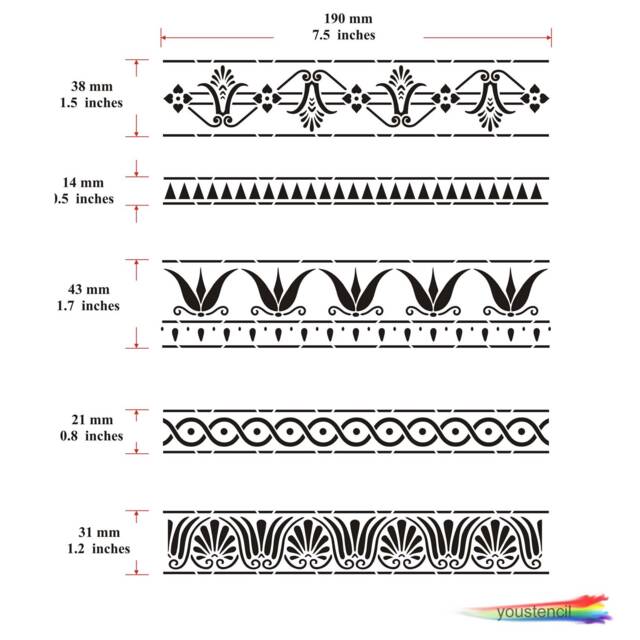 Greek Decorative Borders Stencil, For Walls, Art & Furniture St103 - image 1