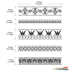 Greek Decorative Borders Stencil, For Walls, Art & Furniture St103 - thumbnail 1