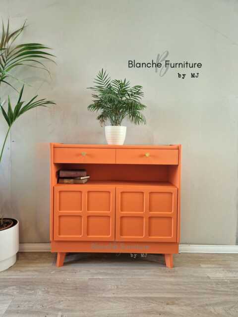 Slim Sideboard/Hallway Console in Tuscan Orange, On Wooden Legs - By Nathan - image 1