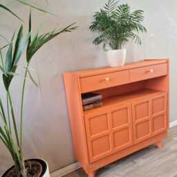 Slim Sideboard/Hallway Console in Tuscan Orange, On Wooden Legs - By Nathan - thumbnail 3
