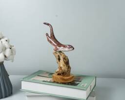 Wooden Otter Sculpture, Cute Animal, Swimming, Natural, Wildlife, Handmade Statue, Sea Creature, Wood Carving, Gift For Her, Special - thumbnail 1
