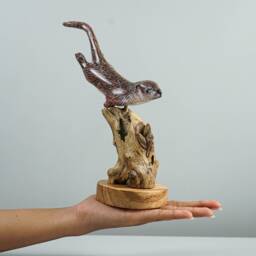 Wooden Otter Sculpture, Cute Animal, Swimming, Natural, Wildlife, Handmade Statue, Sea Creature, Wood Carving, Gift For Her, Special - thumbnail 4