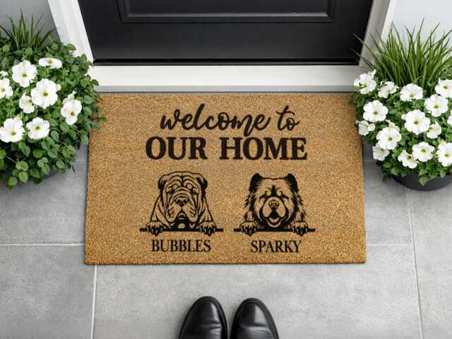 Personalized Pet Name D??cor - Welcome To Our Home Rug Unique Canine Illustration - image 1